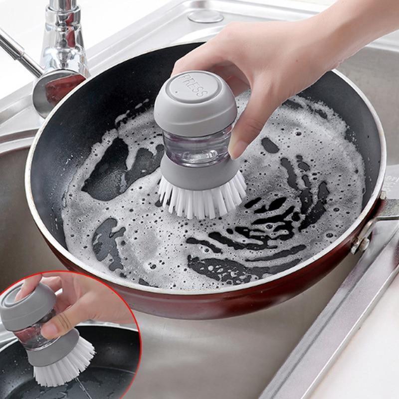 Escova De Limpeza Com Dispenser Para Sabão Líquido
