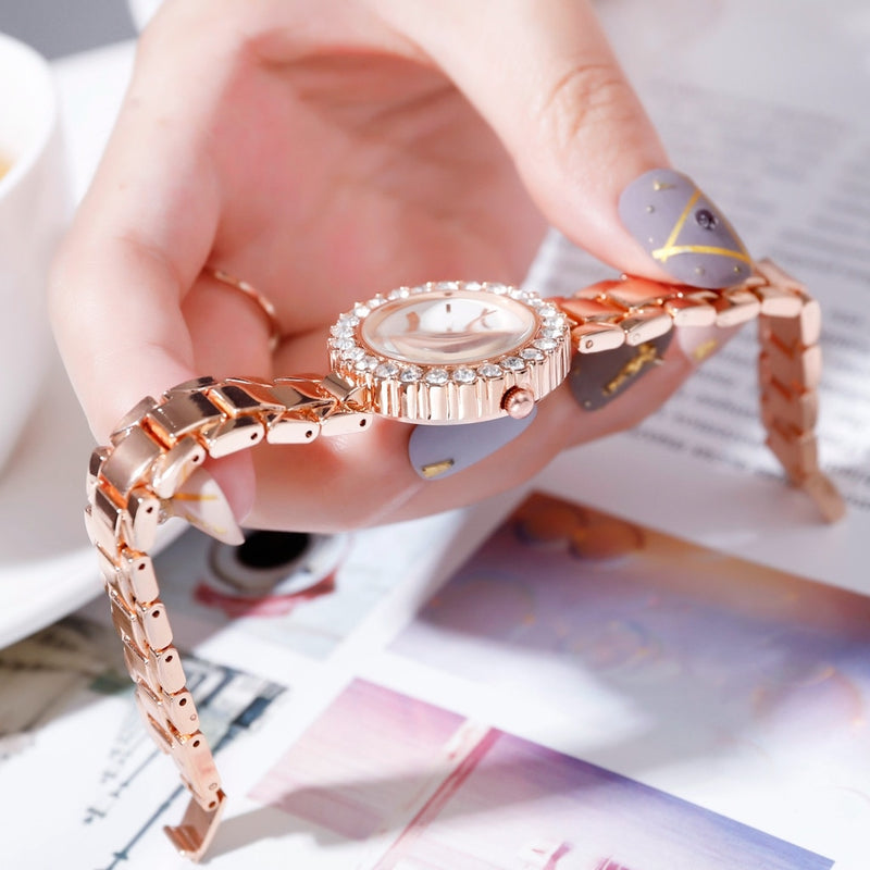 Relógio Luxo feminino com kit joias  6 Pças