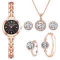 Lvpai Brand 6PCS Watch Set Women Luxury Fashion Ladies Rose Gold Quartz Wristwatches Women Famous Brand Crystal Dress Watches